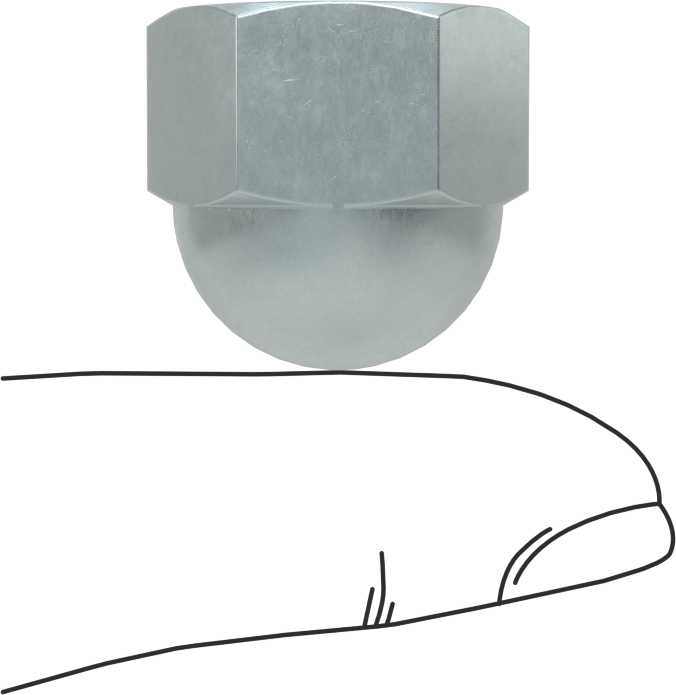 Zinc-Plated Low-Strength Steel Cap Nut - Image 2